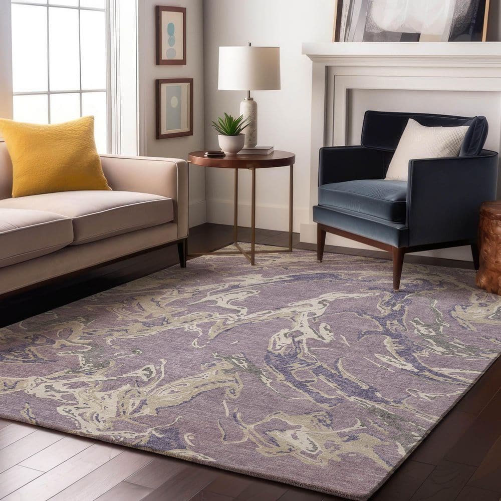 Mayfield Premium Machine Washable Abstract AMF1035 Lavender 8 ft. x 10 ft. Area Rug price history on PriceWatchPro