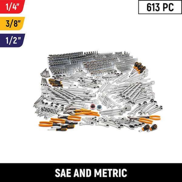 GEARWRENCH 1/4 in., 3/8 in., and 1/2 in. Drive Master Mechanics Tool Set (613-Piece)