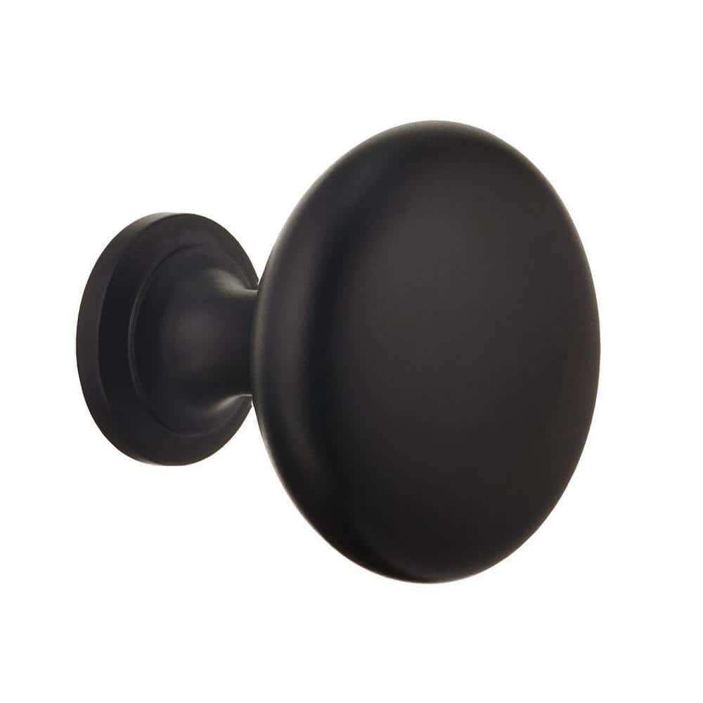 Matte Black Round Cabinet Knob with Mounting Hardware