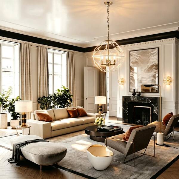 QRMOK Veloxa 18 in 4-Light Sphere Pendant Lights White Modern
