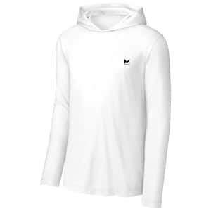 Unisex Long Sleeve Hoodie Shirt White-X Large