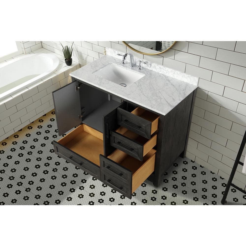Huntington 42" Weathered Gray Solid Wood Bathroom Vanity