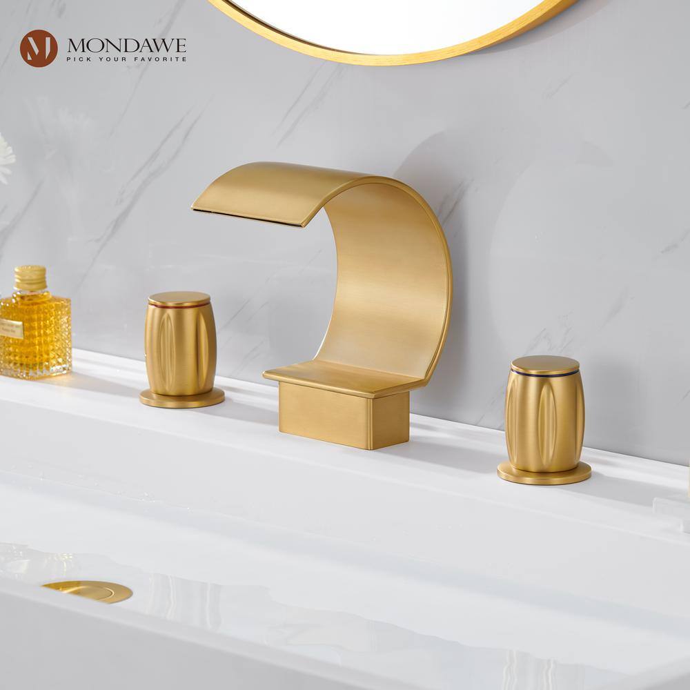Brushed Gold Stainless Steel Waterfall Bathroom Faucet with Pop-Up Drain