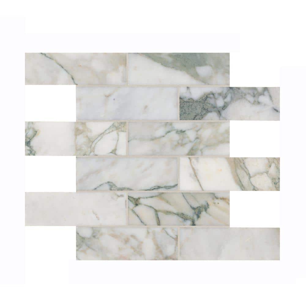 Take Home Tile Sample-Coranado Green 4 in. x 4 in. Rectangle Honed Marble Mosaic Tile price history on PriceWatchPro