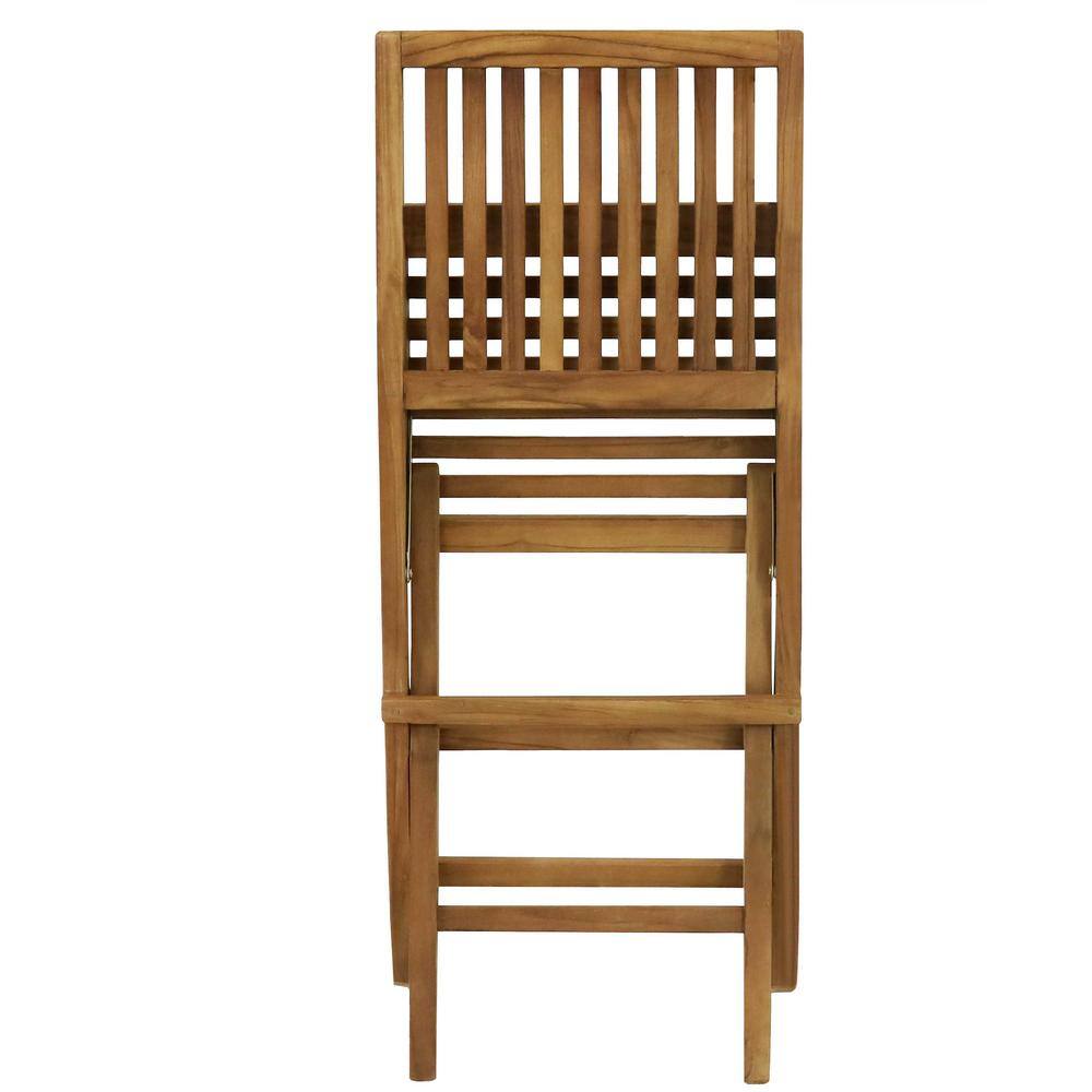 Sunnydaze Light Brown Teak Folding Outdoor Dining Chairs - Set of 2