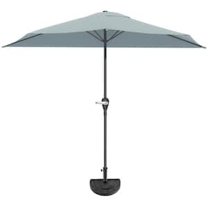 9 ft. Market Half Umbrella with Base in Dusty Green