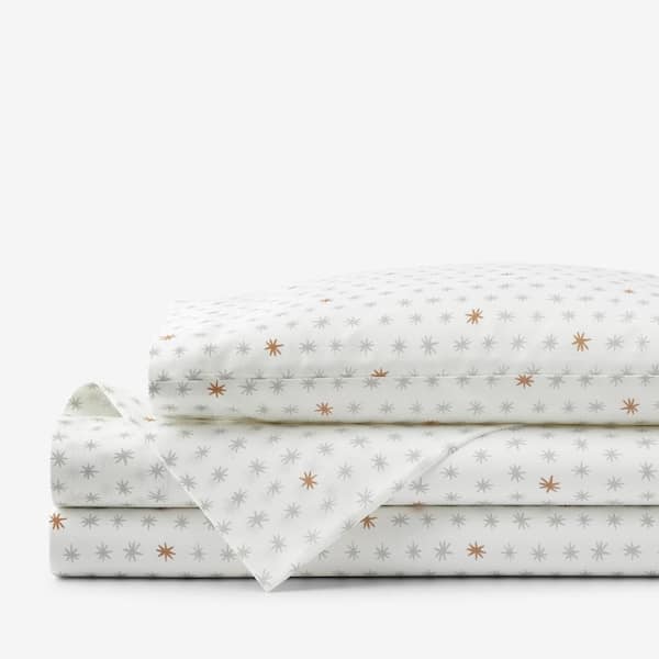 Company Kids by The Company Store Company Kids Ditsy Stars Gray Organic Cotton Percale Toddler Sheet Set