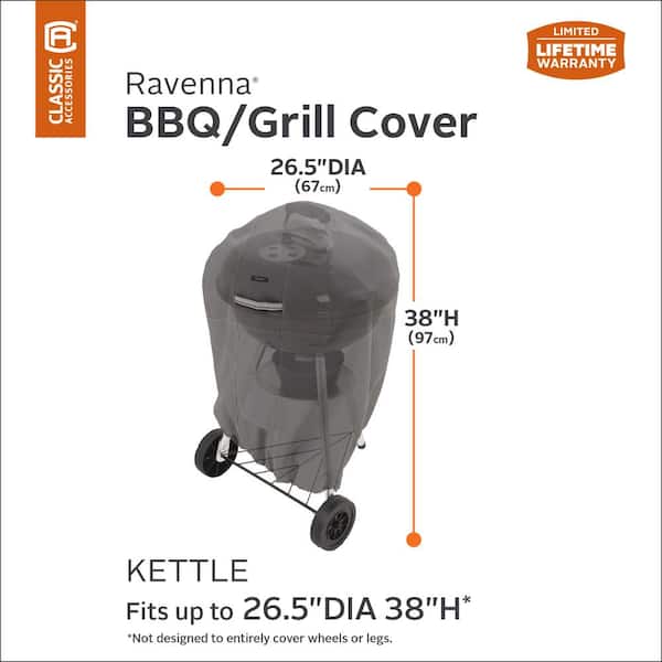 Ravenna 38 in. H x 26.5 in. Dia Kettle BBQ Grill Cover in Dark Taupe