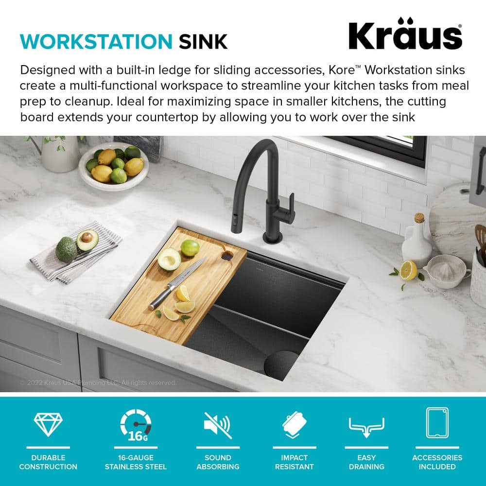 Kore 23" Black Stainless Steel Drop-In Single Bowl Kitchen Sink