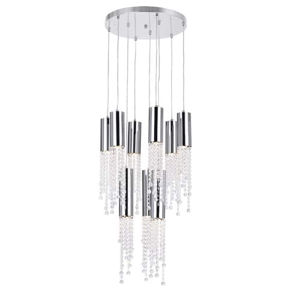 CWI Lighting Extended 9 Light Multi Light Pendant With Chrome Finish