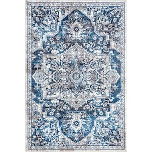 Maryanne Transitional Medallion Blue 6 ft. 7 in. x 6 ft. 7 in. Area Rug