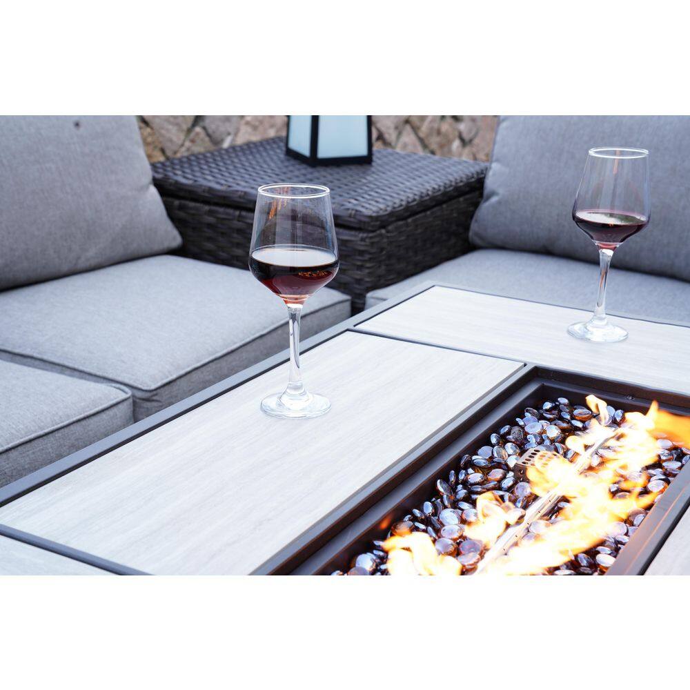 43 in. Bronze Propane Gas Fire Pit Table with Ceramic Top