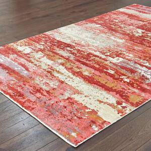 Formosa Pink/Red 6 ft. x 9 ft. Modern Distressed Abstract Hand-Loomed Viscose Indoor Area Rug