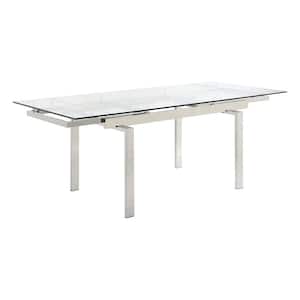 Modern Style 39.5 in. Silver Metal 4 Legs Dining Table (Seats 6)