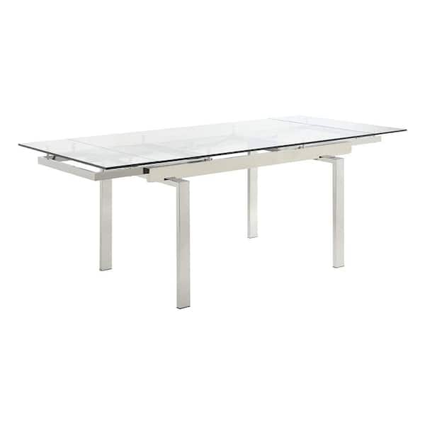 Benjara Modern Style 39.5 in. Silver Metal 4 Legs Dining Table (Seats 6)
