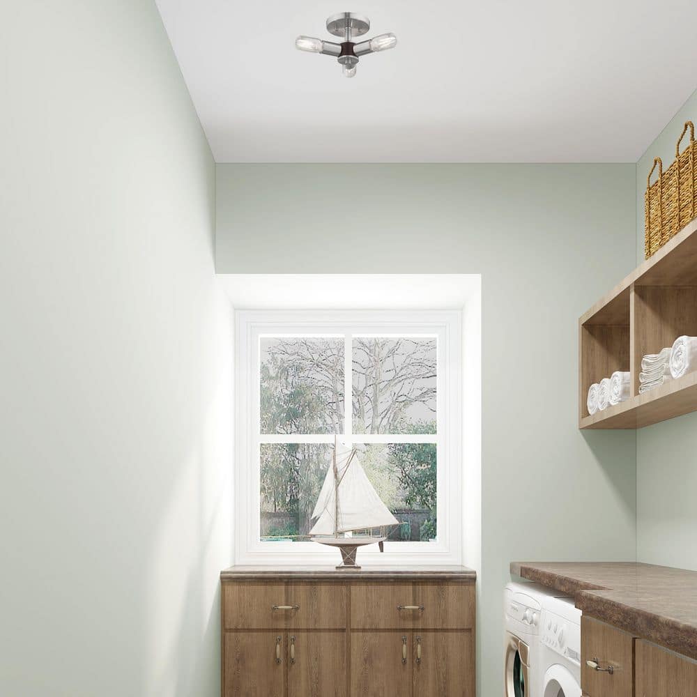 Copenhagen Brushed Nickel 3-Light Flush Mount Ceiling Fixture