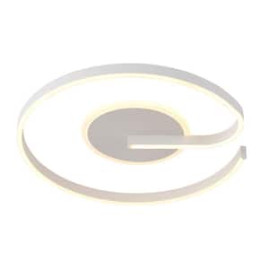 19.68 in. White Modern Ring Flush Mount Dimmable LED Ceiling Light with Remote for Living Room Dining Room Bedroom