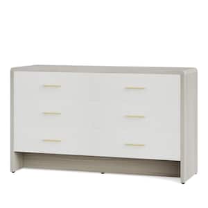 White and Gray 6 Drawer 55 in. Wide Chest of Drawers