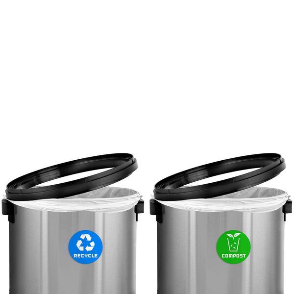 Alpine Industries 17 Gal. Stainless Steel Commercial Compost and Trash Can  with Swing Lid (2-Pack) 470-65L-1-C-T - The Home Depot