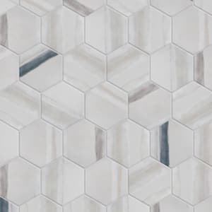 Matter Hex Canvas Bone Blue 7-7/8 in. x 9 in. Porcelain Floor and Wall Tile (3.8 sq. ft./Case)