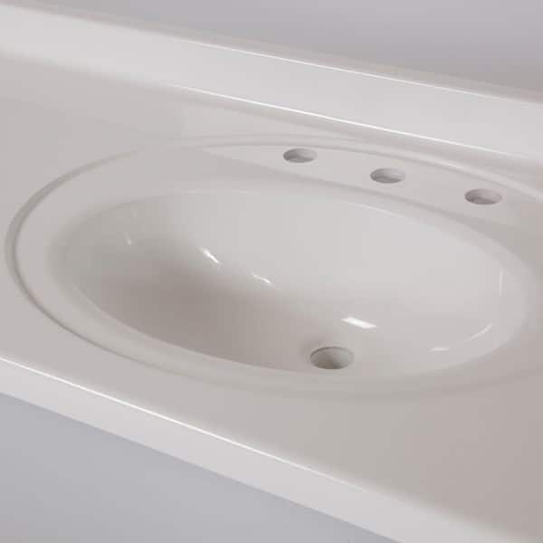 St. Paul 61 in. x 22 in. Cultured Marble Double Bowl Vanity Top in White with White Sinks