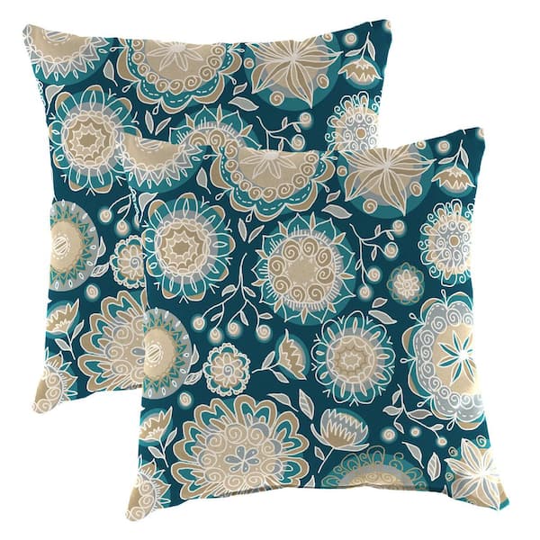 Jordan Manufacturing 22 in. L x 22 in. W x 8 in. T Square Outdoor Throw Pillow in Candy Colada (2-Pack)