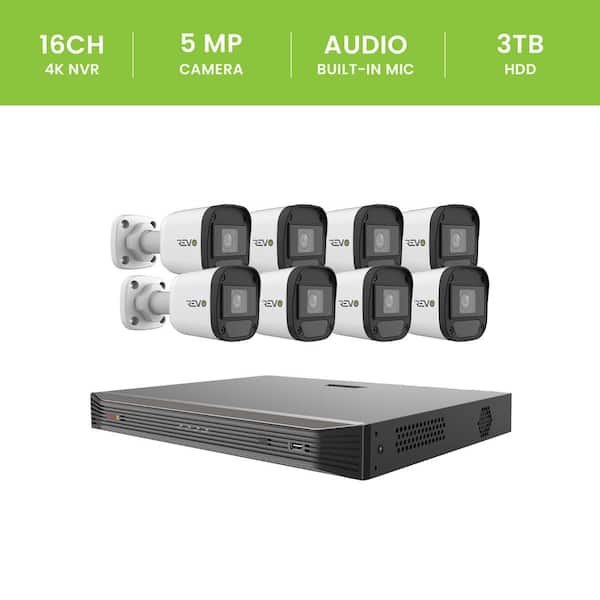 Ultra HD Audio Capable 16-Channel 5MP 3TB NVR Surveillance System with 8 Indoor/Outdoor Cameras