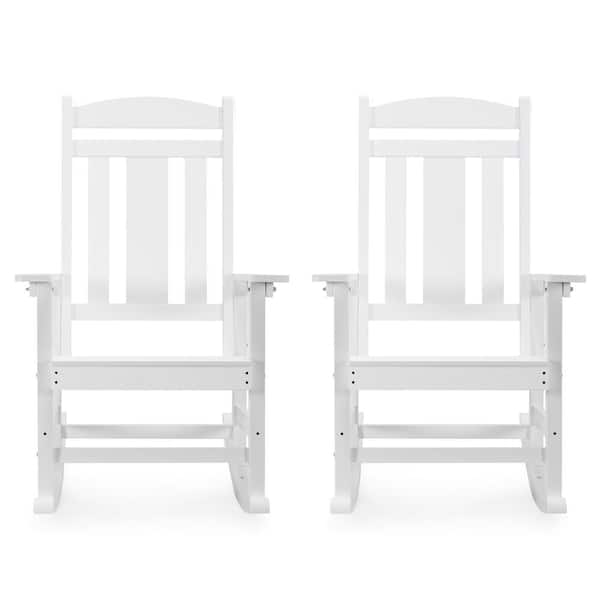 OrangeOne White Plastic Outdoor Indoor All Weather Resistant Patio Outdoor Rocking Chair (Set of 2)