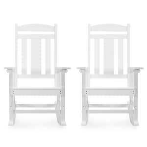 White Plastic Outdoor Indoor All Weather Resistant Patio Outdoor Rocking Chair (Set of 2)