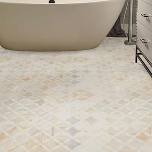 Athena Gold Lola 10 in. x 10 in. Polished Mesh-Mounted Marble Mosaic Floor and Wall Tile (7.3 sq. ft./Case)