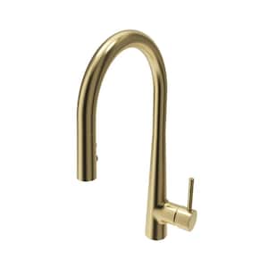 Lugano 2.0 Single Handle Pull Down Sprayer Kitchen Faucet in Brushed Gold