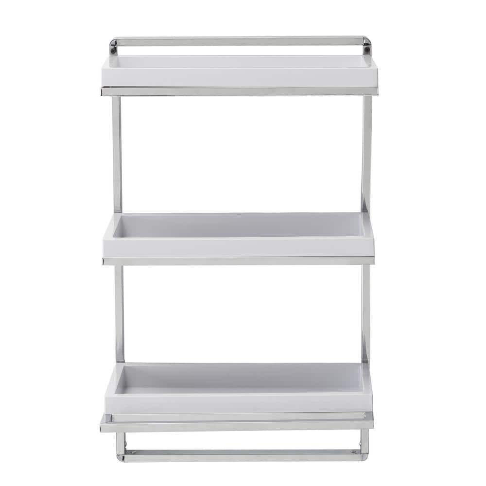 Danya B Two-Tier Ledge Shelf Wall Organizer with Five Hanging Hooks - White, Size: 16 inch x 29 inch