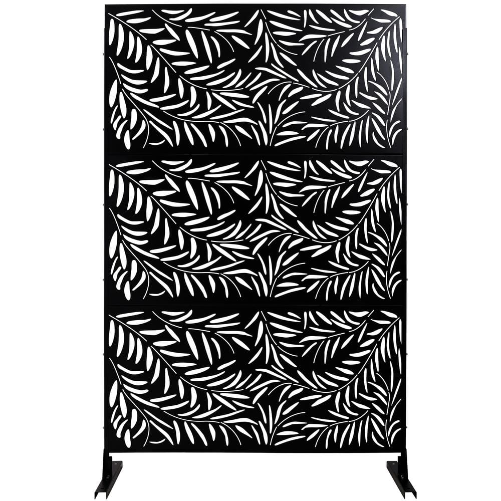 48 in. W x 76 in. H Black Freestanding Decorative Bamboo Leaves Metal Privacy Screen price history on PriceWatchPro