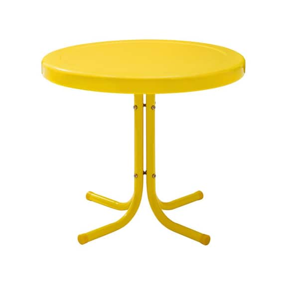 Crosley Retro Metal Yellow Round Metal Outdoor Side Table-co1011a-ye - The Home Depot