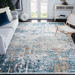 Shivan Gray/Blue 7 ft. x 7 ft. Abstract Rustic Square Area Rug