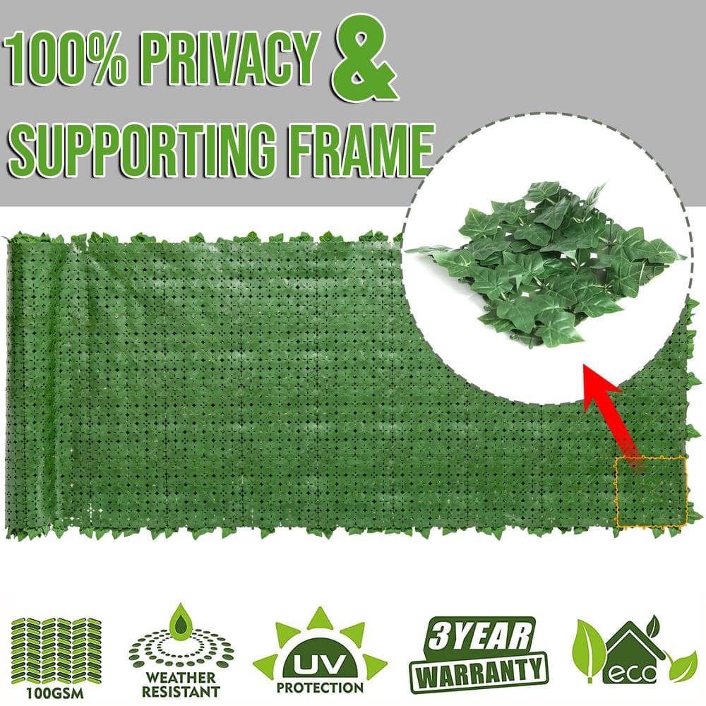 Green Artificial Ivy Leaves Privacy Fence Screen 138" x 39"