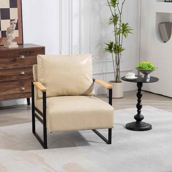 Set of 1, Urban Retreat Faux Leather Armchair Perfect for Modern Living Spaces - Beige