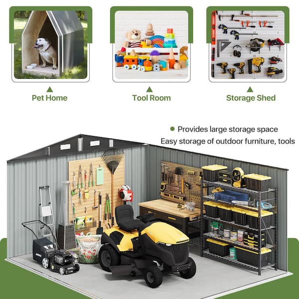 Sizzim 10 ft. W x 12 ft. D Metal Storage Shed with Double Door