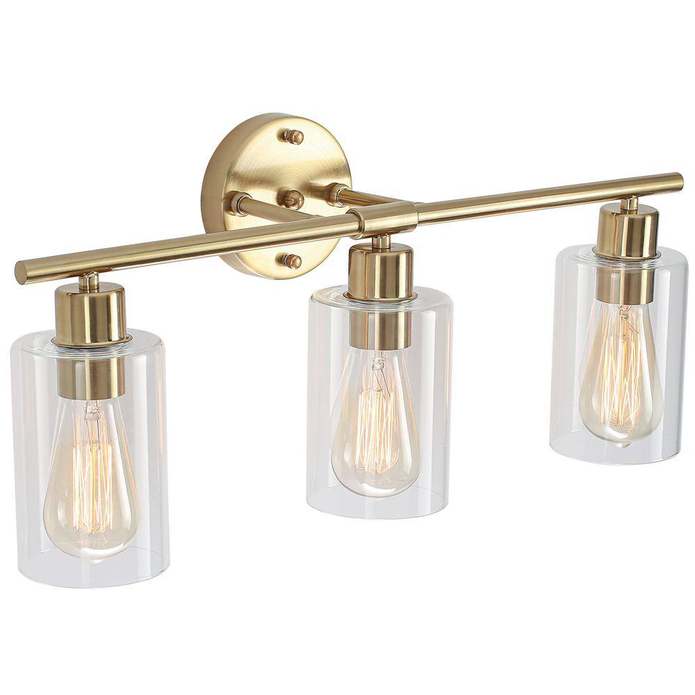 22.83 in. 3-Light Gold Vanity Light with Clear Glass Shade price history on PriceWatchPro