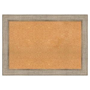 Trellis Silver Wood Framed Natural Corkboard 42 in. x 30 in. Bulletin Board Memo Board