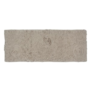 Bell Flower Collection 100% Cotton Tufted Bath Rugs, 21 in. x54 in. Runner, Linen