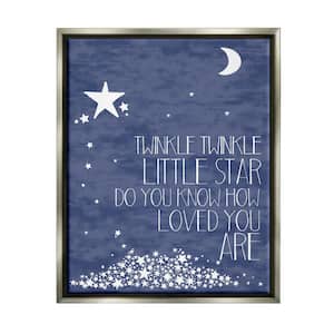 Navy Textural Twinkle Little Star Typography by Finny and Zook Floater Frame Astronomy Wall Art Print 31 in. x 25 in.