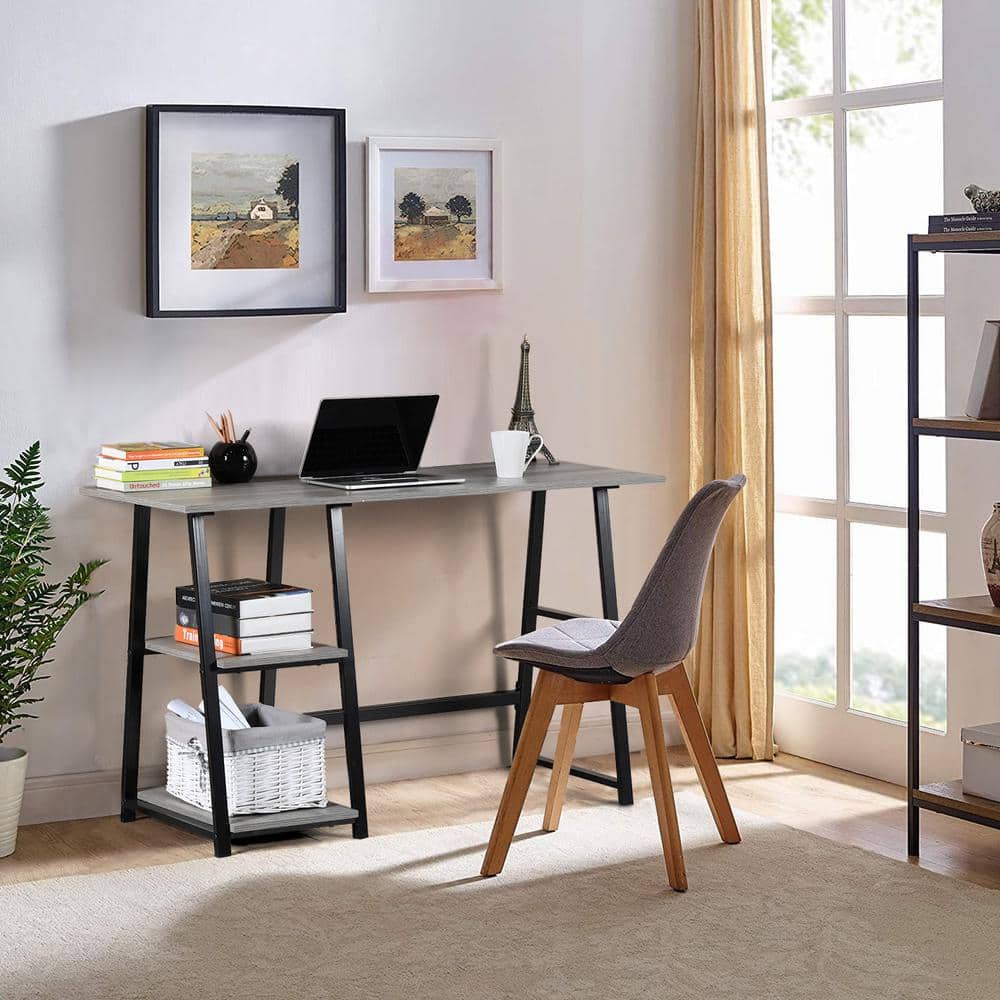 Techni Mobili Modern Style Industrial Writing Desk with Storage, Grey