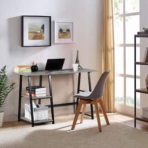 Mcghee 47.4 in. Gray Manufactured Wood Writing Desk With 2 Tier Shelves