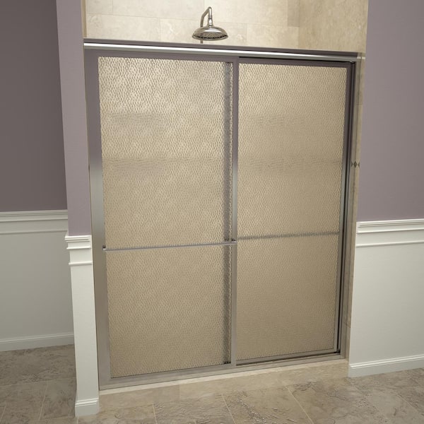 Redi Slide 1100 Series 59 in. W x 71-1/2 in. H Framed Sliding Shower Doors in Polished Chrome with Towel Bars and Obscure Glass