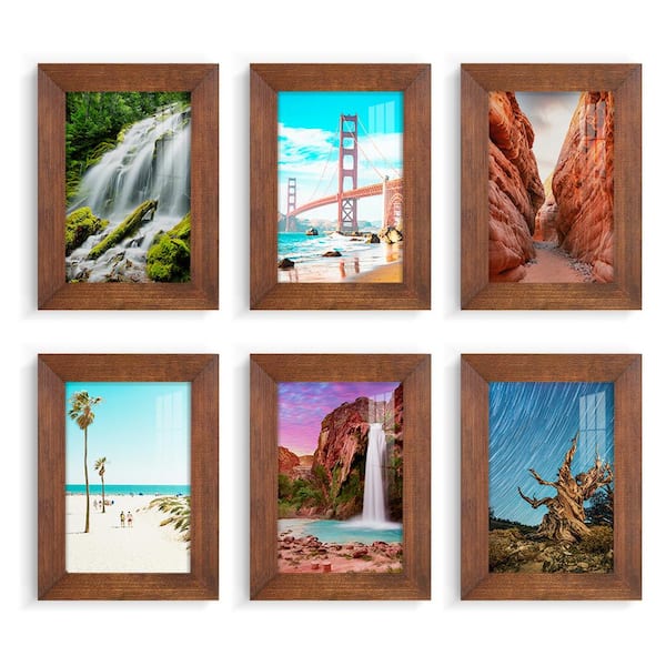 Wexford Home Textured 5 inch x 7 inch Walnut Picture Frame (Set of 6)