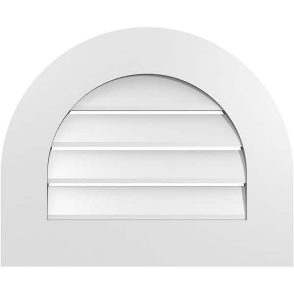 Ekena Millwork 22 in. x 18 in. Round Top White PVC Paintable Gable Louver Vent Functional