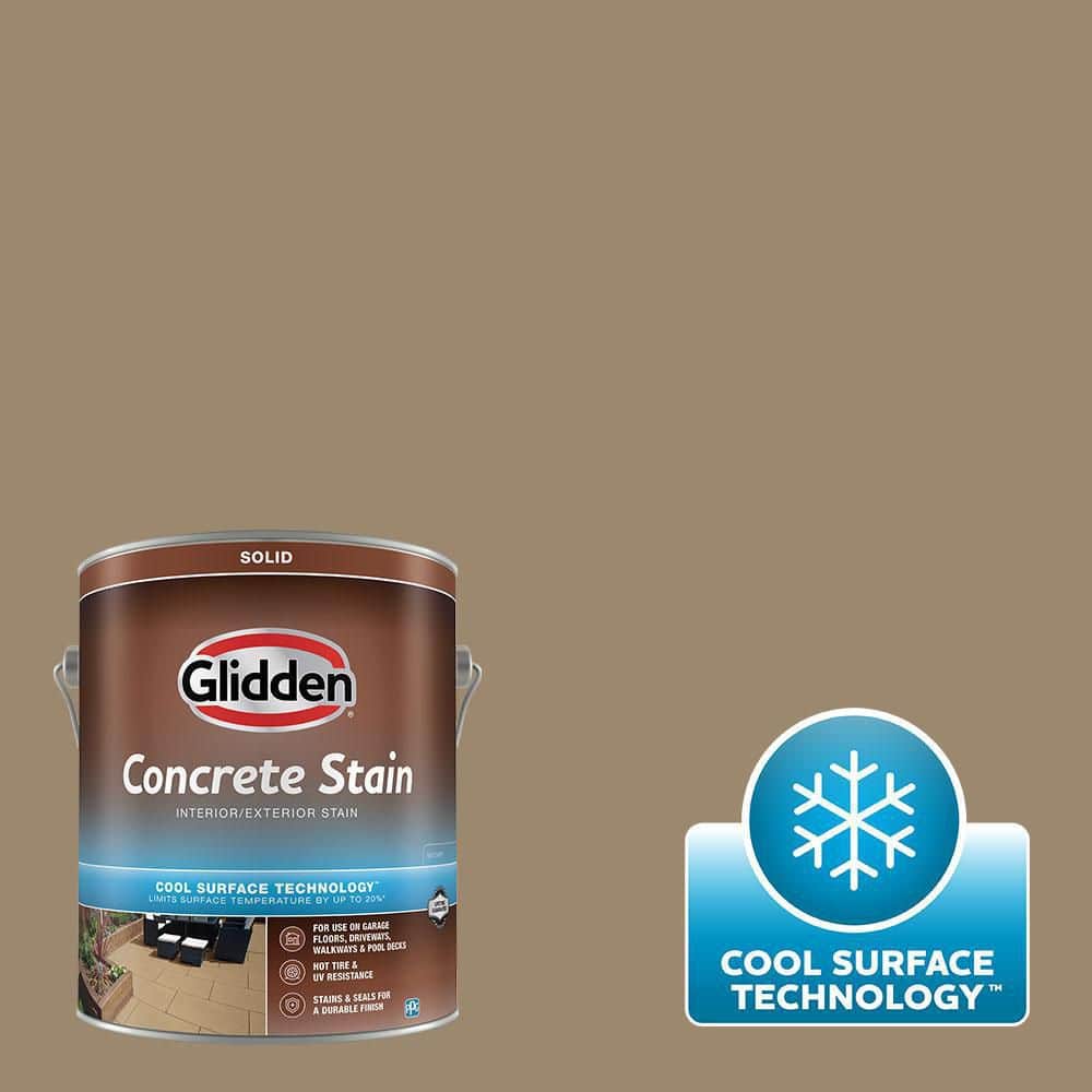 Glidden 1 gal. PPG10855 Sauteed Mushroom Solid Interior/Exterior Concrete Stain with Cool