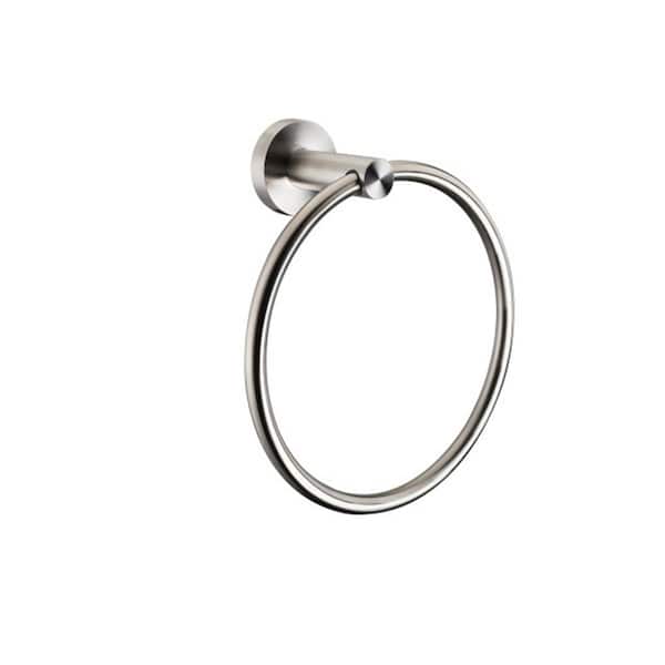 Lexora Bagno Nera Stainless Steel Towel Ring in Satin Nickel