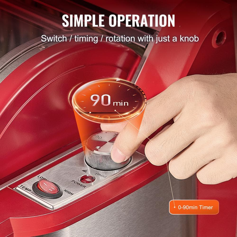 Red and Stainless Steel Electric Shawarma Grill Machine with Rotating Function